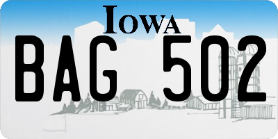 IA license plate BAG502