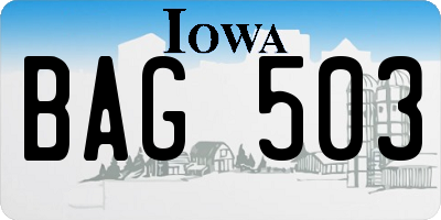 IA license plate BAG503