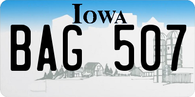 IA license plate BAG507