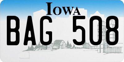 IA license plate BAG508