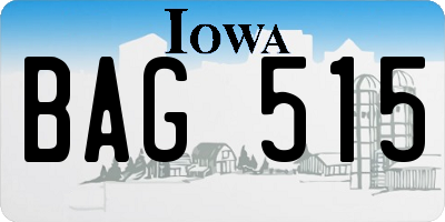 IA license plate BAG515