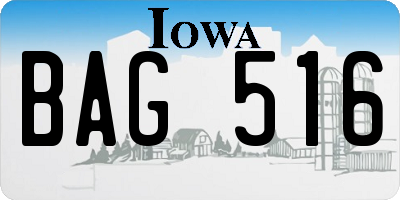 IA license plate BAG516