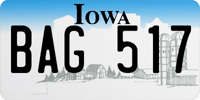 IA license plate BAG517