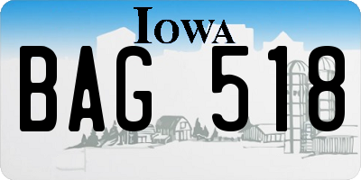 IA license plate BAG518