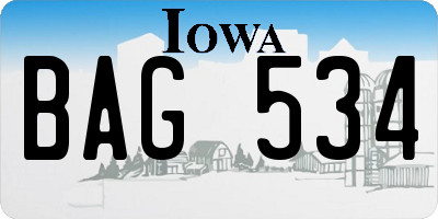 IA license plate BAG534