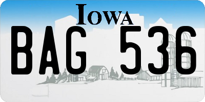 IA license plate BAG536