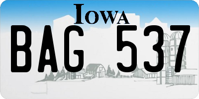 IA license plate BAG537