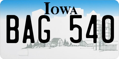 IA license plate BAG540
