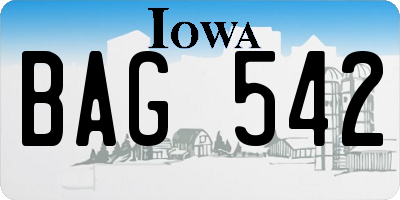 IA license plate BAG542