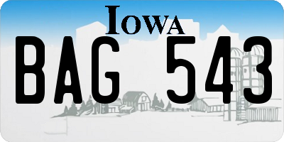 IA license plate BAG543