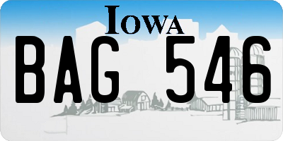 IA license plate BAG546