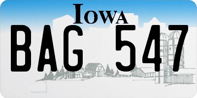 IA license plate BAG547