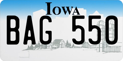 IA license plate BAG550