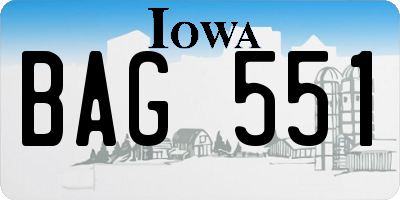 IA license plate BAG551