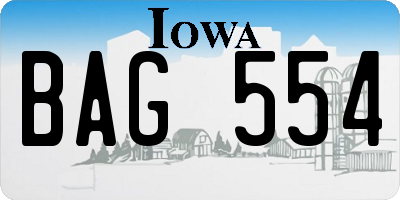 IA license plate BAG554