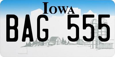 IA license plate BAG555