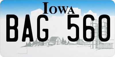IA license plate BAG560