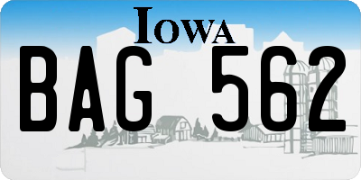 IA license plate BAG562