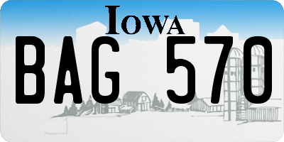 IA license plate BAG570