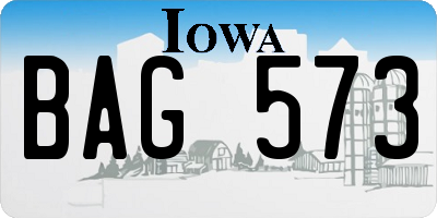 IA license plate BAG573