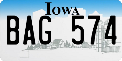 IA license plate BAG574