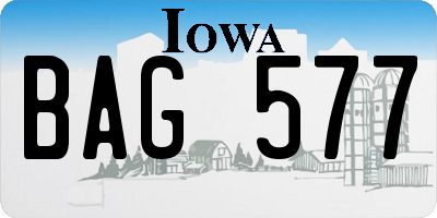 IA license plate BAG577
