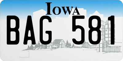 IA license plate BAG581