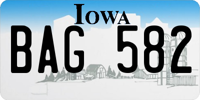 IA license plate BAG582