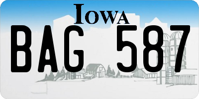 IA license plate BAG587