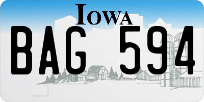IA license plate BAG594