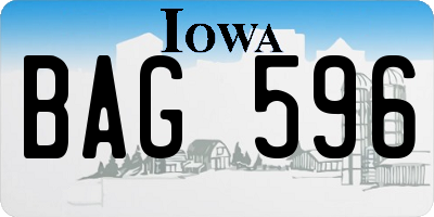 IA license plate BAG596