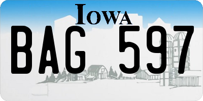 IA license plate BAG597