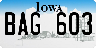 IA license plate BAG603