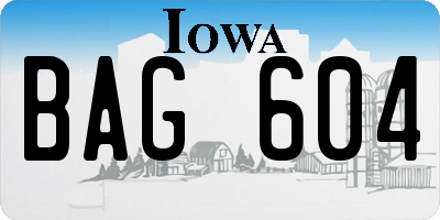 IA license plate BAG604