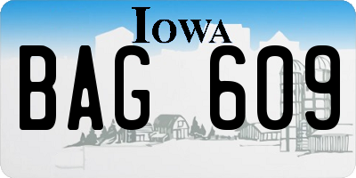 IA license plate BAG609