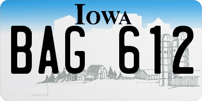 IA license plate BAG612