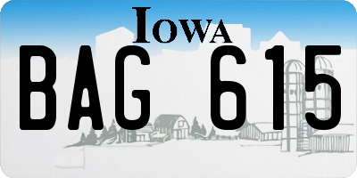 IA license plate BAG615