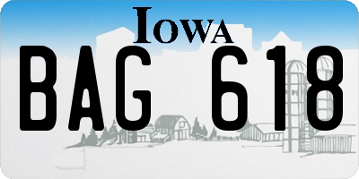 IA license plate BAG618