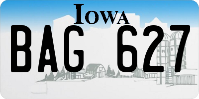 IA license plate BAG627