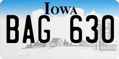 IA license plate BAG630
