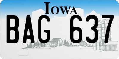 IA license plate BAG637