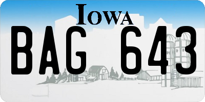IA license plate BAG643