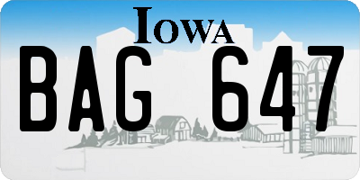 IA license plate BAG647
