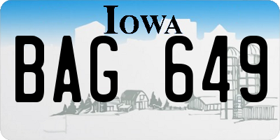 IA license plate BAG649