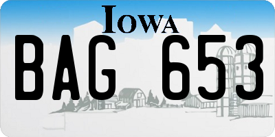 IA license plate BAG653