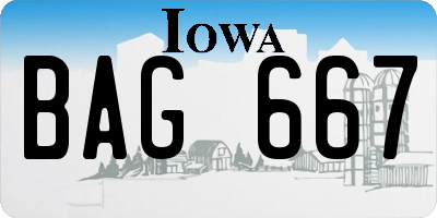 IA license plate BAG667