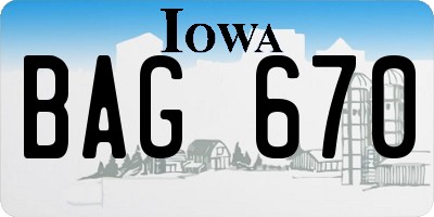IA license plate BAG670