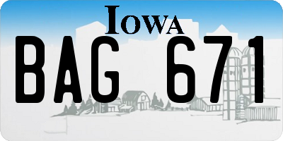 IA license plate BAG671