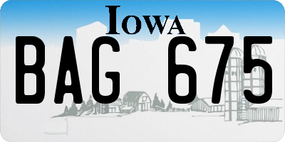 IA license plate BAG675