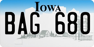 IA license plate BAG680